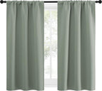 NICETOWN Window Curtains Blackout Drapes - Thermal Insulated Solid Rod Pocket Blackout Curtains/Draperies for Living Room (Greyish Green, One Pair, 34 by 54-Inch)