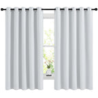 NICETOWN Blackout Curtains Panels for Bedroom, 2 Panels, 66 x 60 Inch, Greyish White, 3 Pass Microfiber Noise Reducing Thermal Insulated Solid Ring Top Blackout Window Drapes