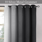 SimpleHome Ombre Room Darkening Curtains for Bedroom, Gradient Black to Grey White Light Blocking Thermal Insulated Grommet Window Curtains/Drapes for Living Room,2 Panels, 62x63 inches Length