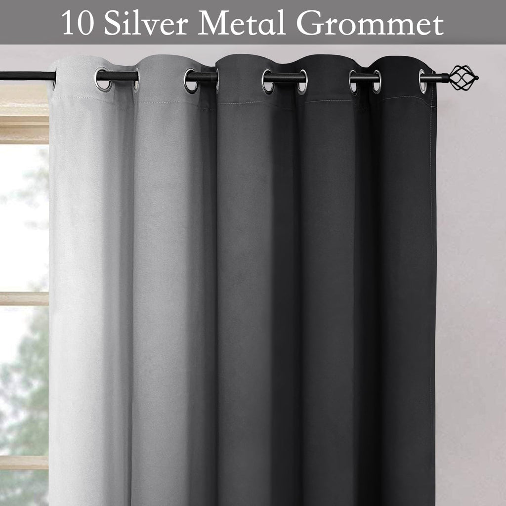 SimpleHome Ombre Black to Grey White Curtains for Living Room 62Wx84L
