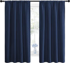 NICETOWN Bedroom Curtains Blackout Draperies - All Season Thermal Insulated Solid Rod Pocket Top Blackout Curtains/Drapes for Kid's Room (Navy, 1 Pair, 42 x 63 Inch)