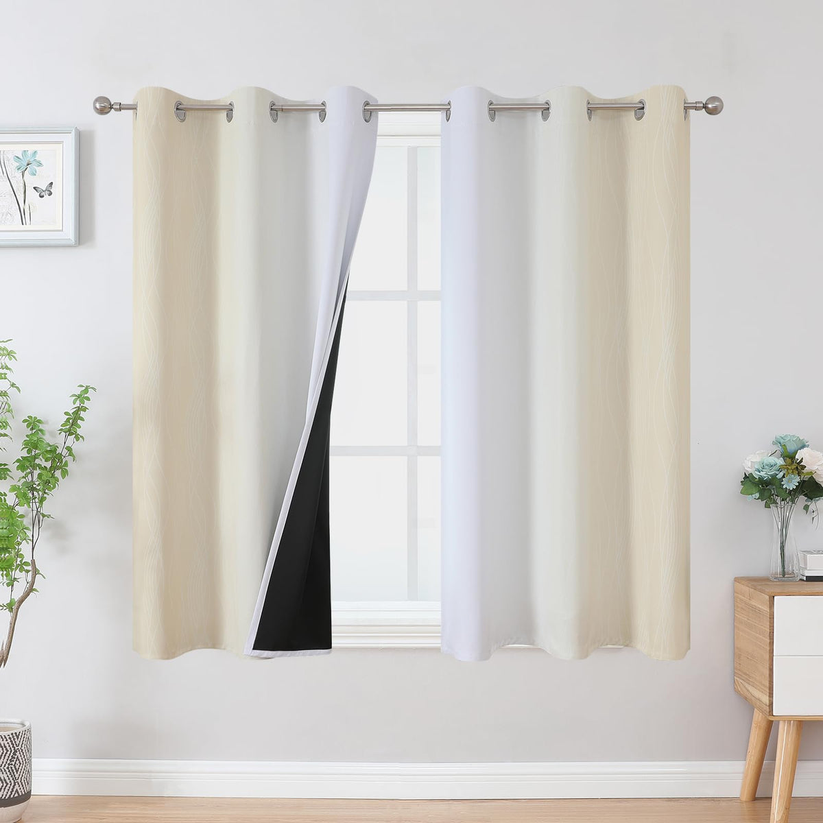 Estelar Textiler Red and Black Ombre Blackout Bedroom Curtains 45 Inch Long