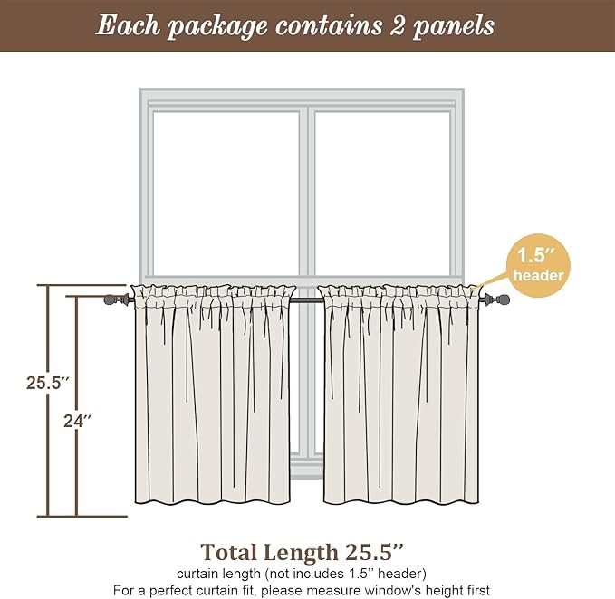 Chyhomenyc Sheer Purple Tier Curtains 24 Inch Length, Small Window Curtains Treatment for Bathroom Living Room Basement, Short Rod Pocket Cafe Curtain, 42W x 24L Inches, 2 Panels