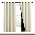 NICETOWN Living Room Completely Shaded Draperies, Privacy Protection & Noise Reducing Ring Top Drapes, Black Lined Insulated Window Treatment Curtain Panels (Beige, 2 Pieces, W46 x L72)