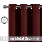 Yakamok Room Darkening Curtains 52x63 inch Length Burgundy Red-Living Room