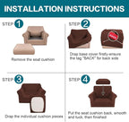 Turquoize 2 Piece Chair Covers Armchair Slipcovers for Living Room Armchair Sofa Cover with Individual Cushion Covers Feature Jacquard Fabric (Chair, Burnt Brick)