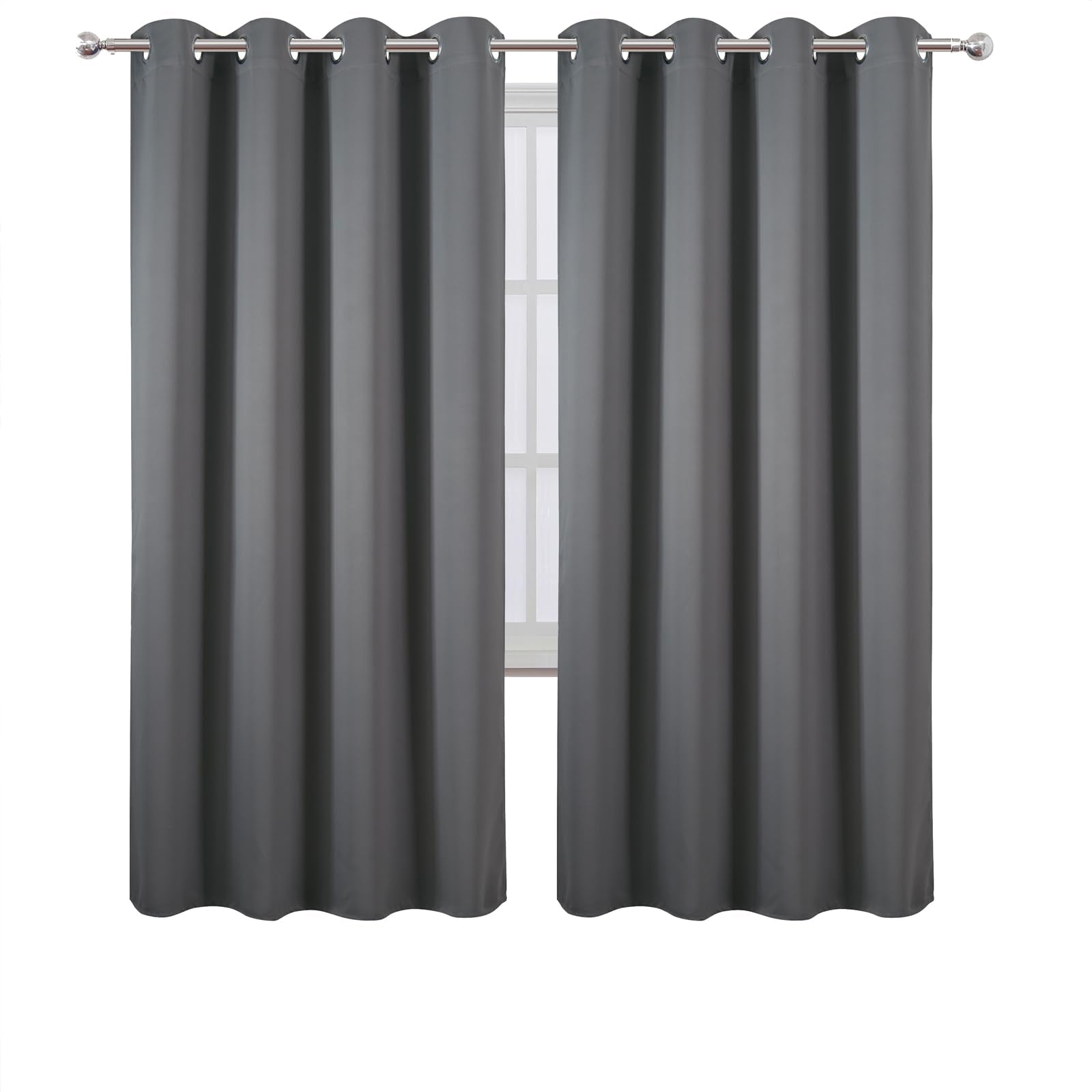 LEMOMO Blackout Curtains 66 x 72 Inch Long Frost Grey Curtains Set of 2 Panels Room Darkening Curtains for Bedroom and Living Room