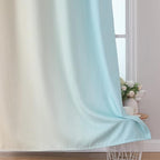 Estelar Textiler Beige and Aqua Ombre Short Blackout Cafe Curtains 36 Inch Length, Thermal Insulated Grommet Small Half Window Drapes for Kitchen/Basement/RV Camper, 52Wx36L, 2 Panels