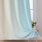 Estelar Textiler Aqua and Beige Ombre Blackout Bedroom Curtains 102 Inches