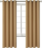 BGment Blackout Curtains for Bedroom - Grommet Thermal Insulated Room Darkening Curtains for Living Room, Set of 2 Panels (52 x 72 Inch, Khaki)