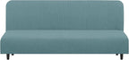U-NICE HOME Stretch Futon Cover Armless Bed Slipcover - Soft Jacquard Fabric Washable for Pet Friendly, Light Blue