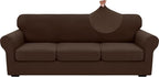 XINEAGE 2026 New 4 Pieces Extra Large Couch Covers for 3 Cushion Sofa Super Stretch Sofa Cover for 3 Large Seat Cushion Universal Fitted Slip Cover for Living Room (Coffee), 91"-110"(3 Cushions)