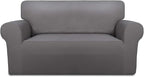 PureFit Super Stretch Sofa Slipcover – Spandex Non Slip Soft Couch Sofa Cover, Washable Furniture Protector with Non Skid Foam and Elastic Bottom for Kids, Pets （Loveseat, Light Gray）