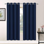 Yakamok Blackout Curtains with Grommet Thermal Insulated Room Darkening Window Drapes for Dedroom, Navy Blue Color, Set of 2, W52 x L72