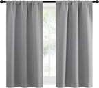 NICETOWN Short Curtains for Small Window - Home Decoration Thermal Insulated Rod Pocket Blackout Blinds & Drapes for Small Windows (Silver Grey, 2 Panels, W34 x L54 -Inch)