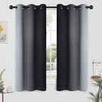 Yakamok Light Blocking Ombre Curtains, Greyish White and Black Gradient Color Curtains, Room Darkening Grommet Window Drapes for Bedroom(Black, 42x63 Inch, 2 Panels)