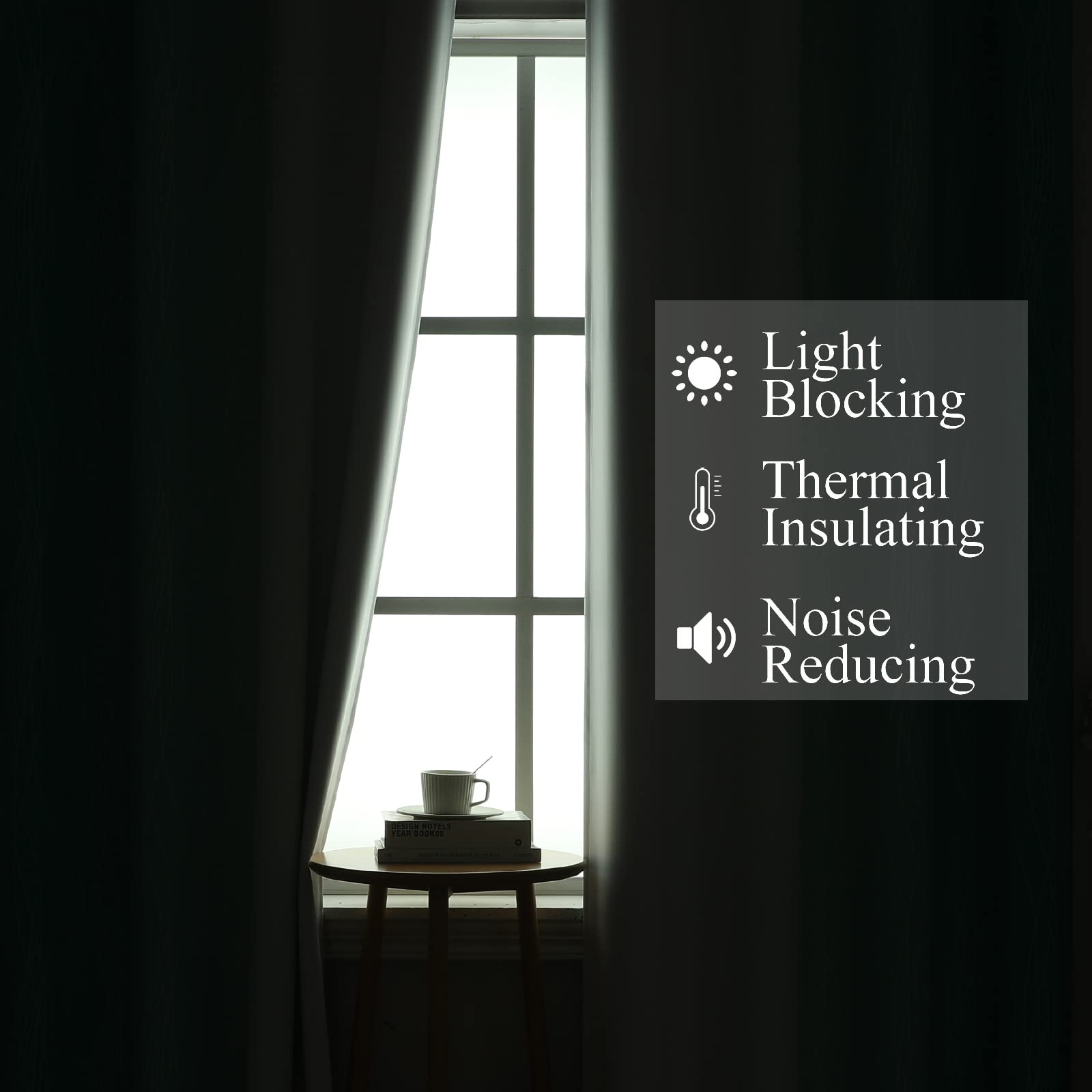 Teal and Grayish White Ombre Blackout Curtains for Living Room 84 Inch Long