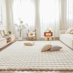 Creamy White Rabbit Plush Rug 6'x9', Fluffy Faux Fur Shaggy Area Rug for Nursery, Kids Room Decor, Soft Fuzzy Carpet for Living Room, Bedroom, Teen Girls Room