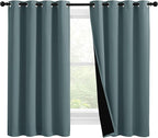 NICETOWN 100% Blackout Curtains 57 inches Long, Double-Deck Completely Blackout Window Treatment Thermal Insulated Lined Drapes for Small Window (Greyish Blue, 1 Pair, 55 inches Width Each Panel)