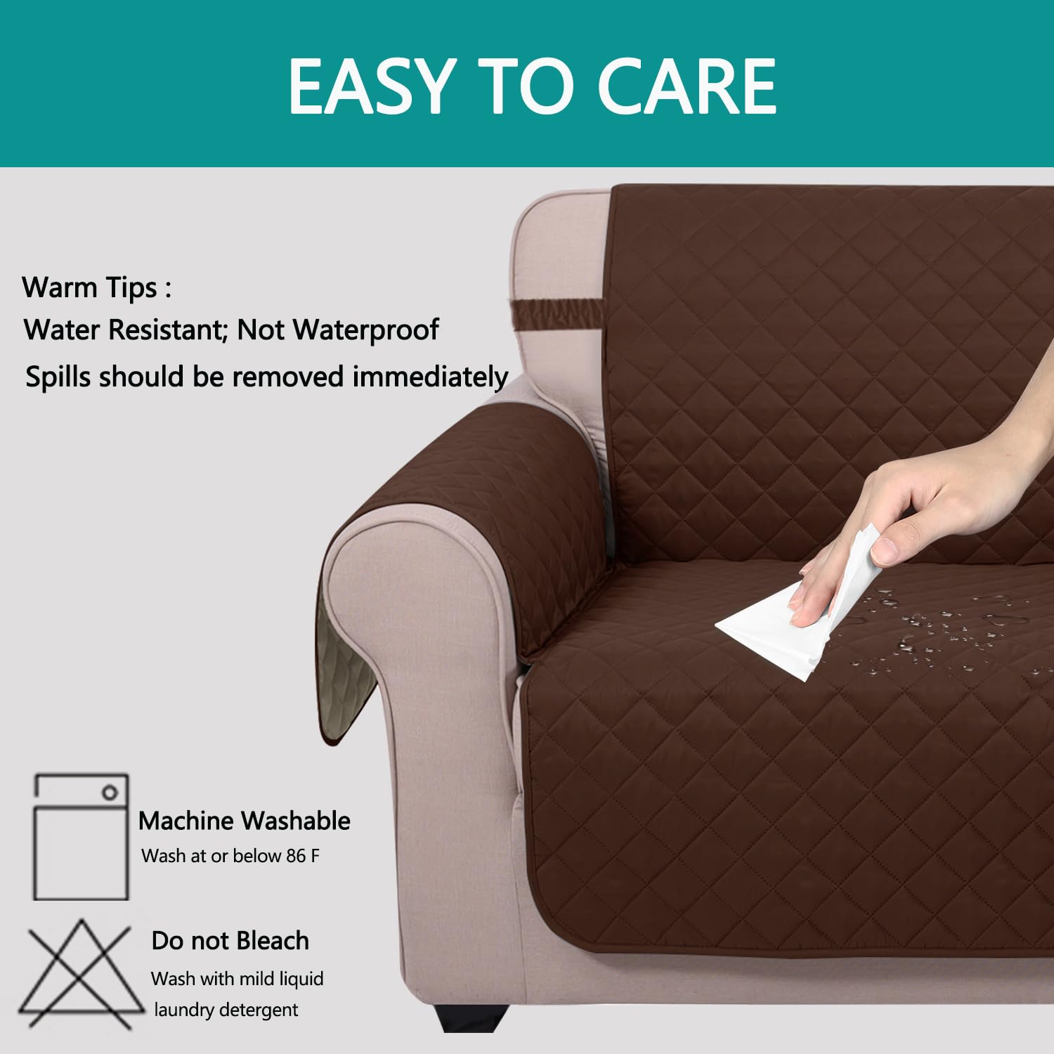 U-NICE HOME Futon Sofa Covers 68''Armless Couch Cover, Brown/Beige