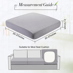 Newwiee Set of 4 Stretch Patio Cushion Covers Sofa Couch Seat Chair Slipcovers Cushion Cover Replacement Furniture Protector for Pets Washable(Light Grey,Seat Cover,Solid)