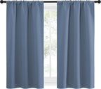 NICETOWN Kitchen Curtains, Short Blackout Curtains & Drapes, Small Window Rod Pocket Draperies for Bedroom (Stone Blue, 34 in x 54 in (W x L), Set of 2)
