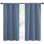 NICETOWN Kitchen Curtains, Short Blackout Curtains & Drapes, Small Window Rod Pocket Draperies for Bedroom (Stone Blue, 34 in x 54 in (W x L), Set of 2)
