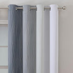 Estelar Textiler Grayish White and Grey Blackout Curtains for Living Room, Ombre Thermal Insulated Noise Reducing Blackout Drapes for Bedroom, Full Room Darkening Grommet Curtains, 52Wx63L, 2 Panels
