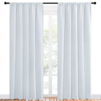 NICETOWN Greyish White Bedroom Curtain Panels - Multi-Function Noise Reducing Performance Window Treatment Thermal Insulated Rod Pocket Room Darkening Drapes for Nursery (2 Panels, 52 by 84)