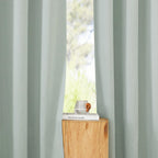 NICETOWN Thick Linen Blend Curtains Flax Textured for Bedroom, Rustic Grommet Semi Sheer Privacy Added Window Curtains & Drapes Light Filtering for Nursery, Sage Green, W42 x L63, Set of 2