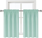 DWCN Blackout Curtains for Living Room Thermal Insulated, Energy Saving & Noise Reducing Bedroom Curtains, Mint Green, W 42x L 36 Inch, Set of 2 Rod Pocket Curtain Panels