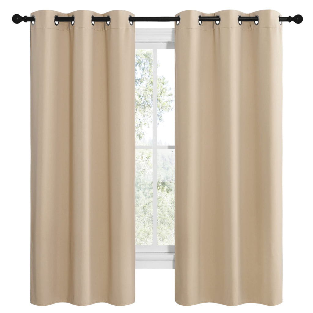 NICETOWN Room Darkening Curtain Panels for Cafe, Thermal Insulated Grommet Room Darkening Draperies/Drapes for Window (Biscotti Beige, 2 Panels, W42 x L68 -inch)