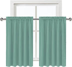 DWCN Blackout Curtains for Living Room Thermal Insulated, Energy Saving & Noise Reducing Bedroom Curtains, Sage Green, W 60x L 36 Inch, Set of 2 Rod Pocket Curtain Panels