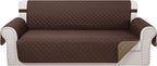 Reversible Sofa Covers Couch Cover Furniture Protector for Dogs Elastic Straps Water Resistant(Sofa,Chocolate/Taupe)