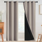 SimpleHome 100% Blackout Curtains for Bedroom,Thermal Insulated Natural Grommet Window Drapes Room Darkening Curtains for Living Room with Black Back,42 x 84 Inch,2 Panels