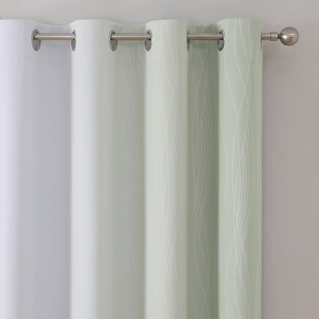 Sage Green and Greyish White Ombre Blackout Curtains for Bedroom 90 Inch