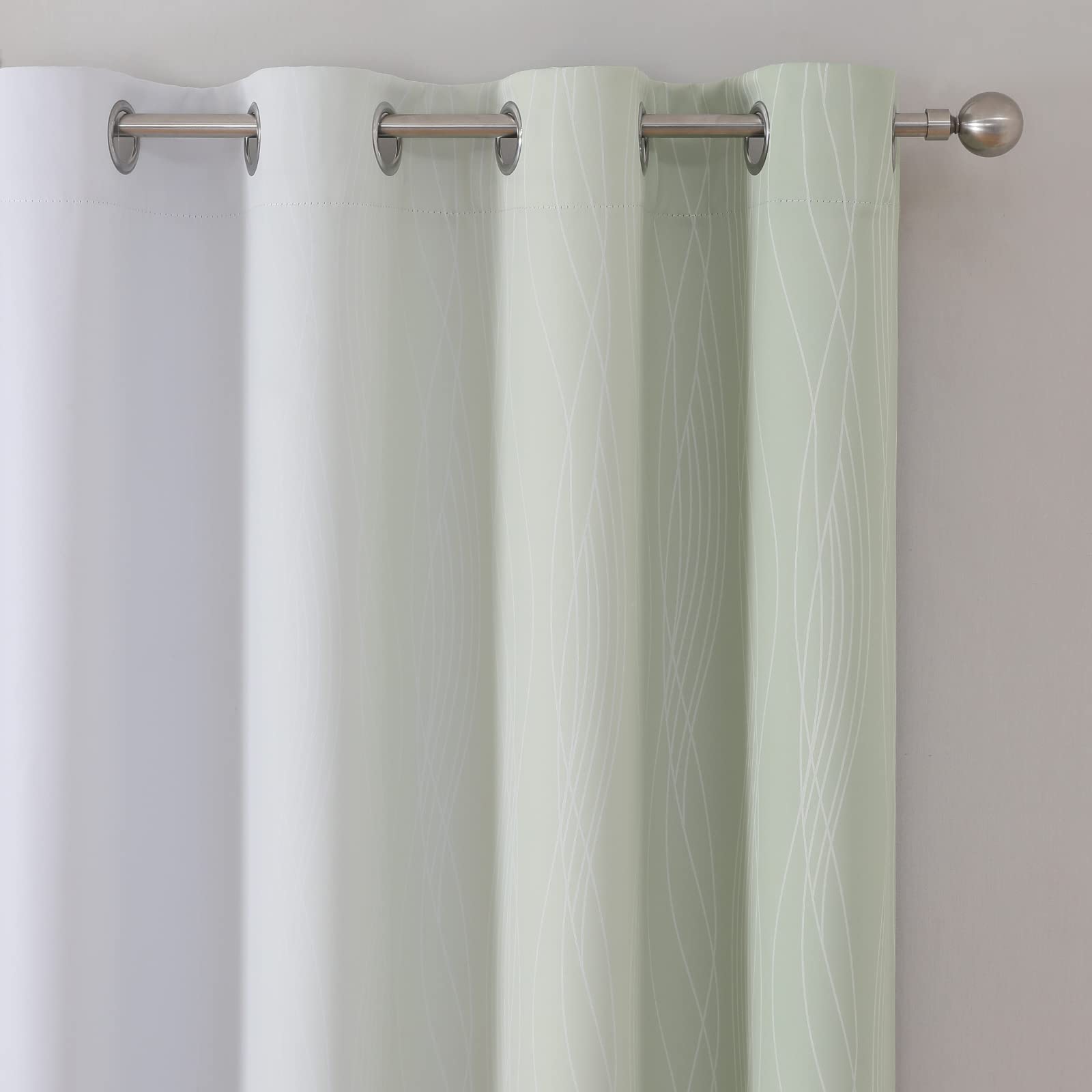 Sage Green and Greyish White Ombre Blackout Curtains for Bedroom 90 Inch
