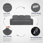PureFit Super Stretch 3 Seats Recliner Sofa Couch Cover with Pocket – Non Slip Soft Sofa Slipcover, Washable Spandex Reclining Furniture Protector for Kids, Pets (Recliner Sofa, Gray)