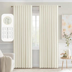 MIULEE Cream Back Tab Blackout Curtains 84 Inch Length 2 Panels Set for Living Room Bedroom Privacy, Rod Pocket/Pinch Pleat Thermal Insulated Room Darkening Pleated Light Blocking Drapes