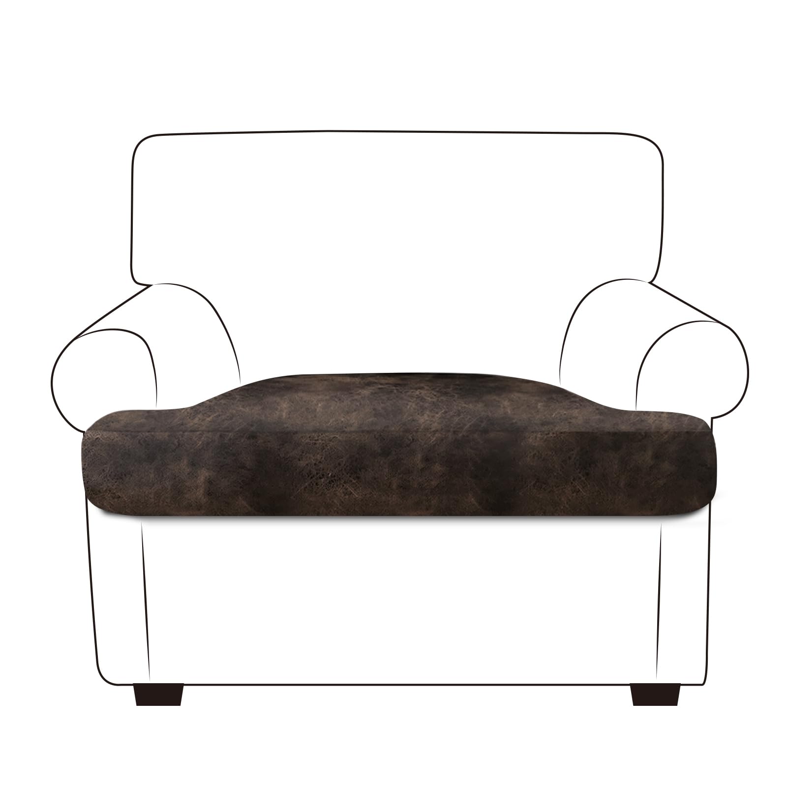 ANARACHON Leather Look Couch Cushion Covers Sofa Seat Slipcovers Sets Couches Furniture Protector for Sectional Armchair Loveseat Pets Kids Stretch Spandex Fabric (1 T-Cushion Armchair, Brown)