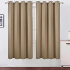 LEMOMO Blackout Curtains 66 x 72 Inch Long Natural Curtains Set of 2 Panels Room Darkening Curtains for Bedroom and Living Room