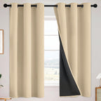 SimpleHome Beige 100% Blackout Curtains Room Darkening Living Room 63 Inch