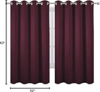 LEMOMO Burgundy Red Blackout Curtains 52 x 63 Inch Length/Set of 2 Curtain Panels/Thermal Insulated Room Darkening Blackout Curtains for Bedroom