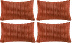 Fancy Homi 4 Packs Boho Burnt Orange Fall Decorative Throw Pillow Covers 12x20 Inch for Couch Bed Sofa, Rustic Modern Farmhouse Home Decor, Soft Plush Corduroy Cute Square Cushion Case 30x50 cm