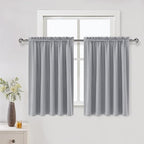 DWCN Silver Grey Short Blackout Curtains for Bedroom, Thermal Insulated Energy Saving Room Darkening Curtains for Living Room (W60 x L36 inch, Set of 2 Panels, Top of Rod Pocket)