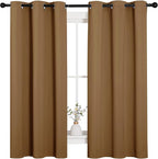 NICETOWN Sleek Blackout Curtains 63 inches Length for Small Windows, Noise Reducing and Block Draft Panels for Door Doorway Laundry Office Luxury Decor Theme (2 Panels, Gold Brown, W42 x L63 -Inch)