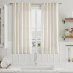 Nanspring 60 Inch Length Linen Curtains Cream Semi Sheer Light Filtering Back Tab and Rod Pocket Neutral Curtains for Bedroom Living Room 34 x 60 Inch,2 Panels