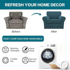 Turquoize 2 Piece Chair Covers Chair Slipcovers for Living Room Armchair Couch Cover Chair Sofa Cover with Individual Cushion Covers Furniture Cover for Chairs Feature Thick Fabric (Chair, Deep Teal)