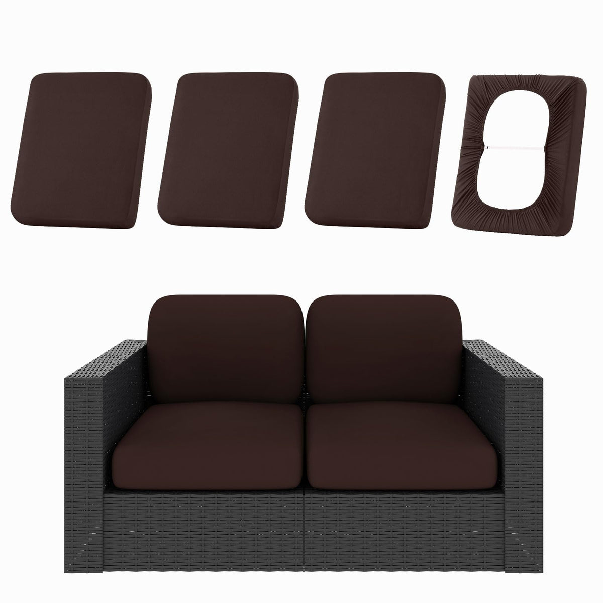 hyha 12Pcs Patio Cushion Covers, Stretch Outdoor Couch Cushion Covers