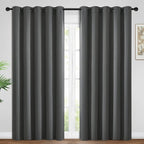 Yakamok Blackout Curtains Room Darkening Thermal Insulated Window Panels,Solid Grommet Top Drapes for Bedroom/Living Room(62Wx96L, Dark Grey, 2 Panels)